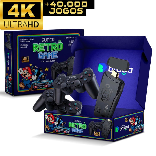 Super Retrô Game℠ 4K HD 40.000 Jogos + (2 Controles de Brinde)