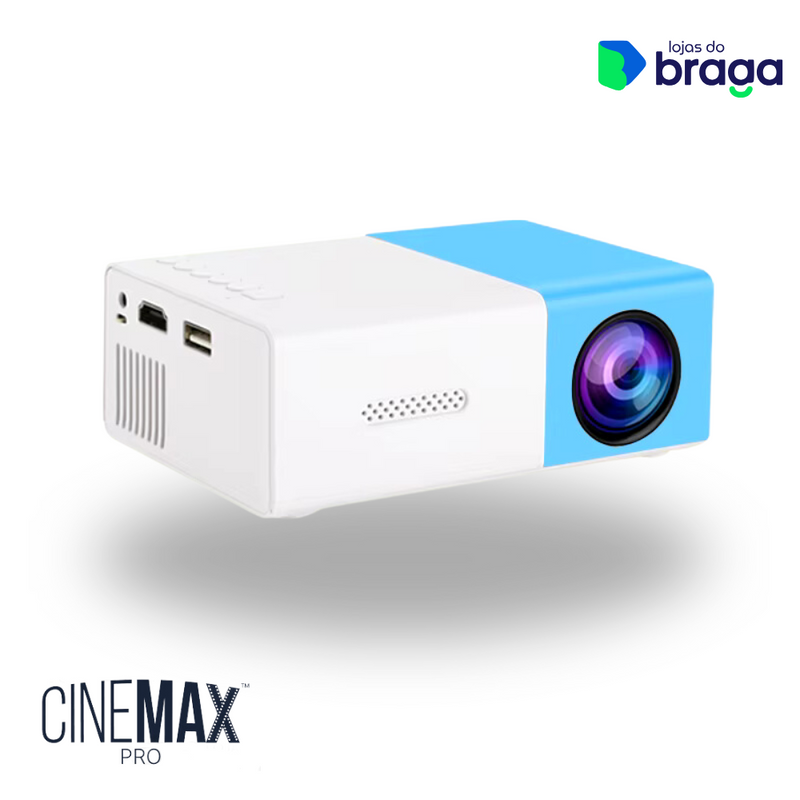 CineMax PRO™ - Mini Projetor Portátil 4K HD + Tela 200 Polegadas (Brinde)