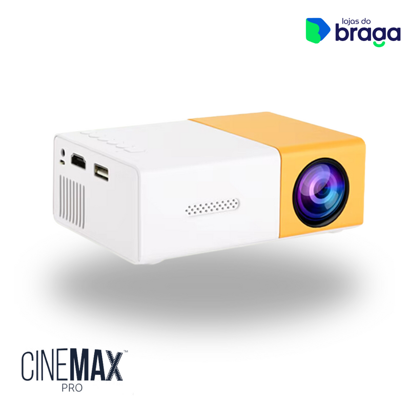 CineMax PRO™ - Mini Projetor Portátil 4K HD + Tela 200 Polegadas (Brinde)