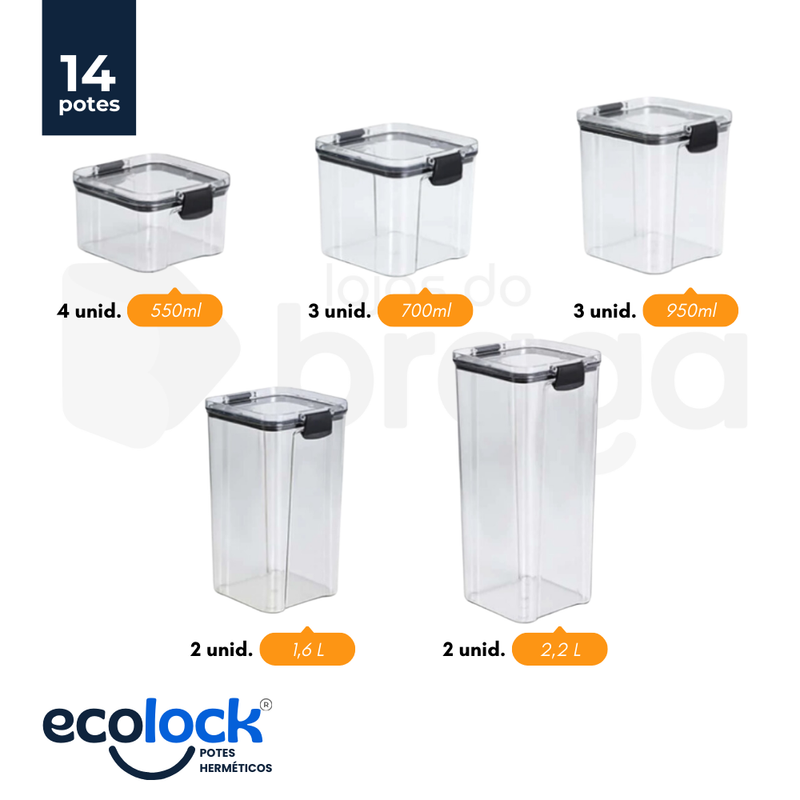 EcoLock® - Kit Potes Herméticos de Vidro + (Brindes Exclusivos)