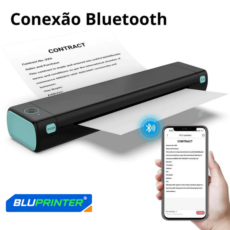BluPrinter™ - Impressora Térmica Portátil + (Refil de Papel e Brinde Surpresa)