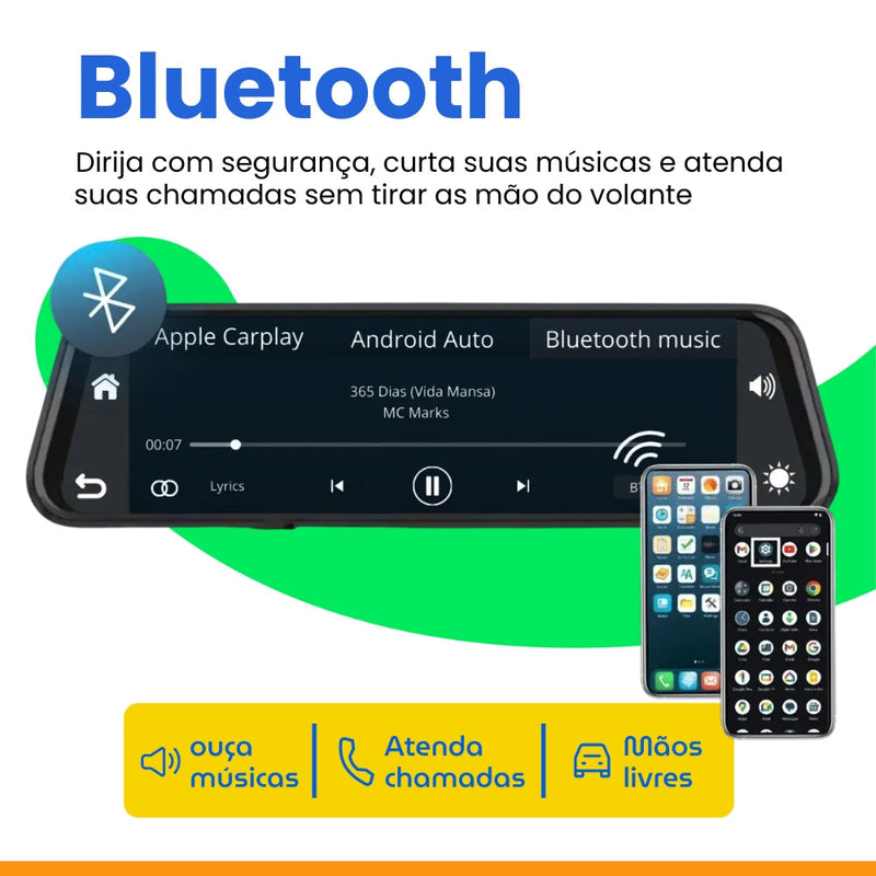SmartVision PRO™ – Retrovisor Multimídia com [CÂMERA DE RÉ + FRONTAL]