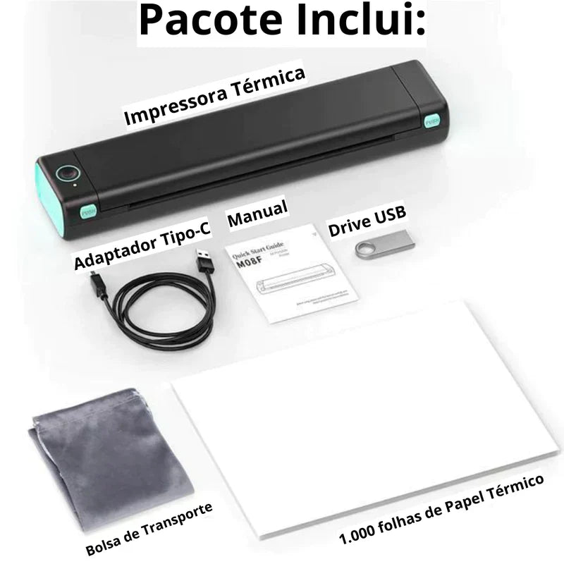 BluPrinter® - Impressora Portátil + (Refil de Papel e Brinde Surpresa)